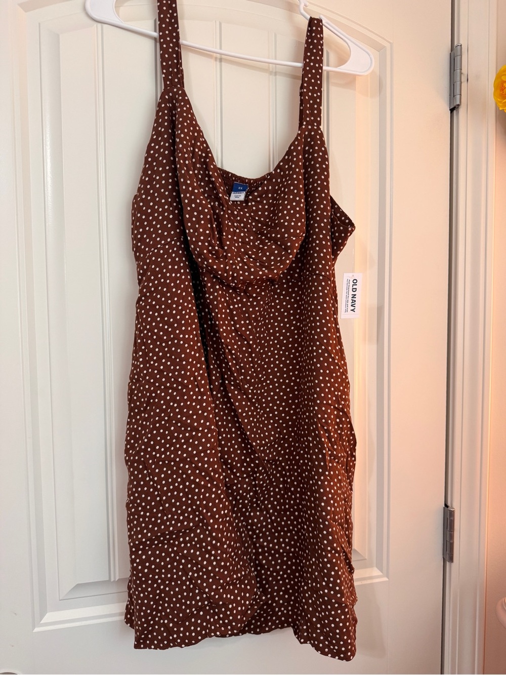 Old Navy Brown Mini Dress with White Polka Dots